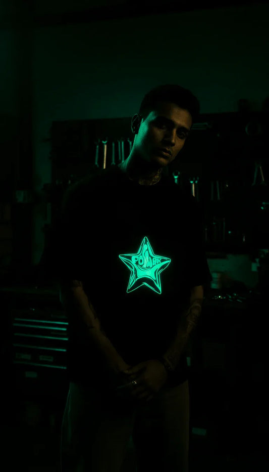 Astra Glow Boxy Tee - Black - P O S H A A K