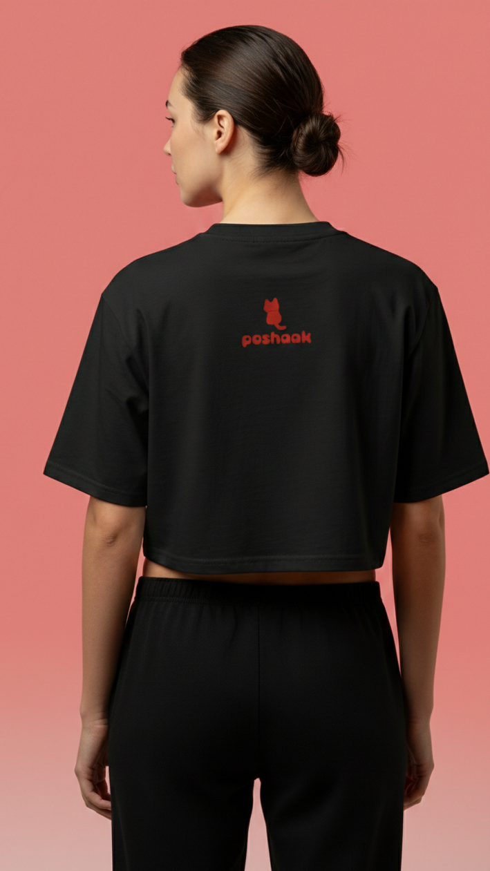 Cutie Cherry Pie Boxy Crop - Black