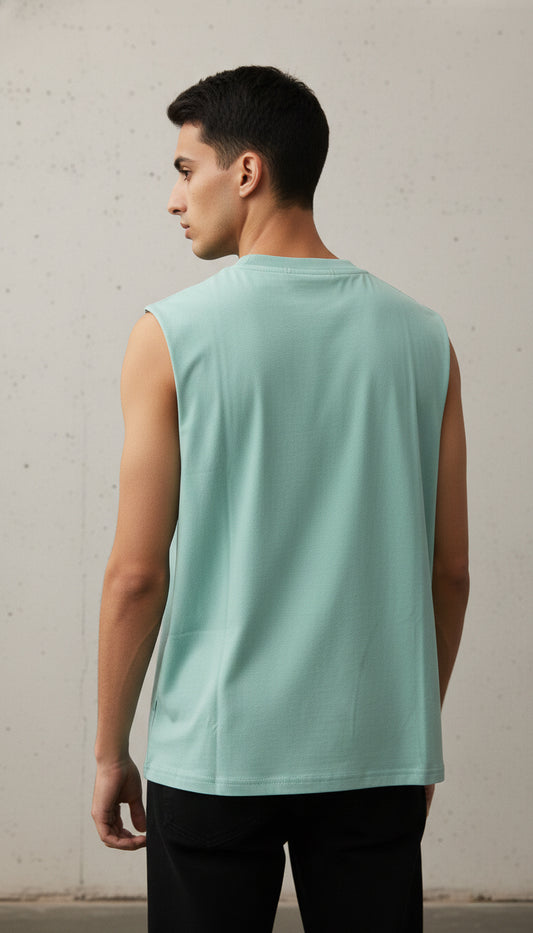 The "Essentialist" Raw-Edge Tank - Pista Green