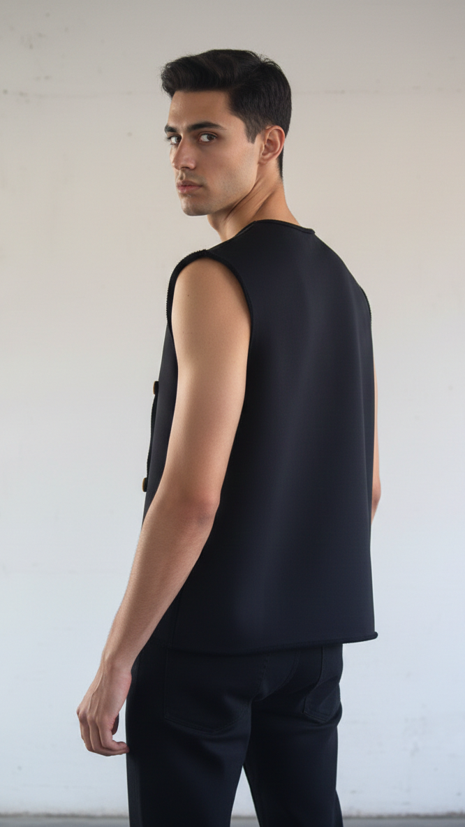 Raw Black Tank Top – 420GSM Heavyweight Fleece