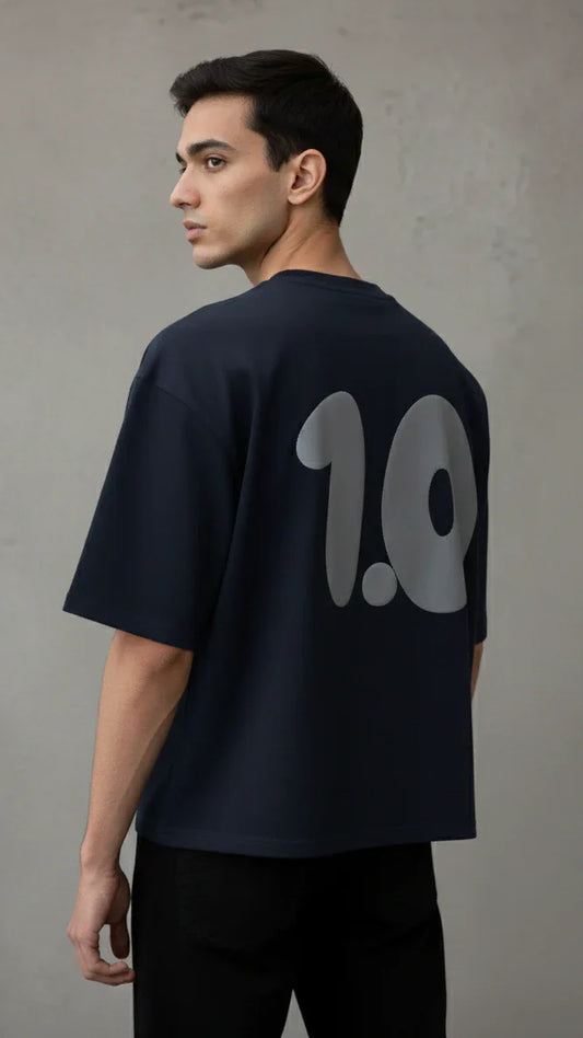 "The Original Version" Heavyweight Boxy Tee - Navy Blue / Gray Puff - P O S H A A K