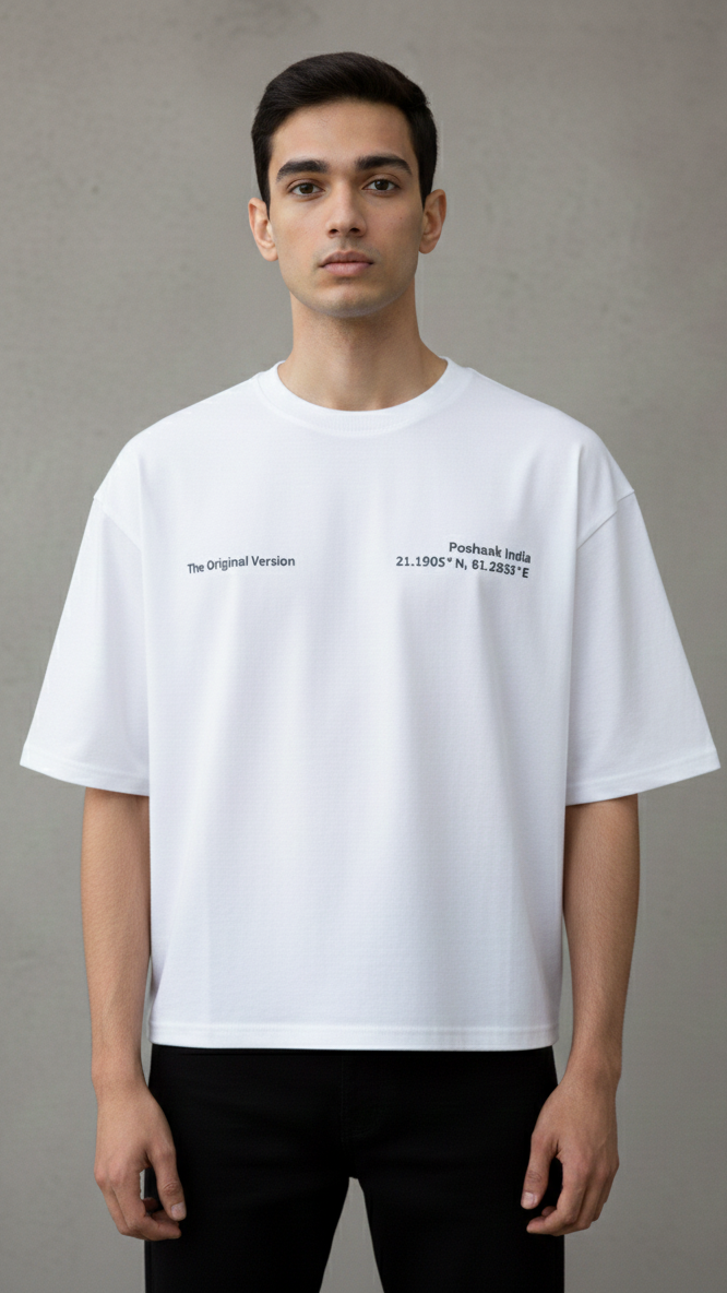 "The Original Version" Heavyweight Boxy Tee - White / Gray Puff