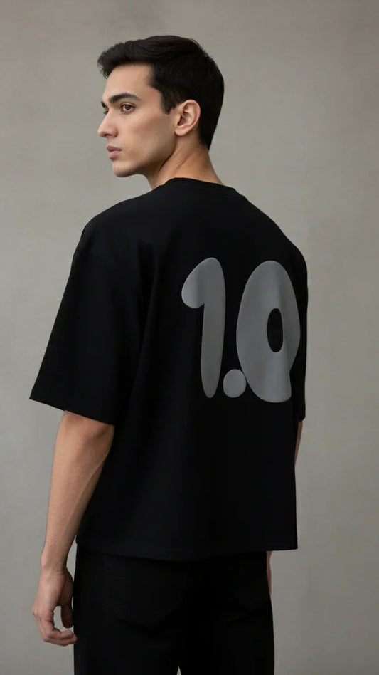 "The Original Version" Heavyweight Boxy Tee - Stealth Black / Gray Puff - P O S H A A K