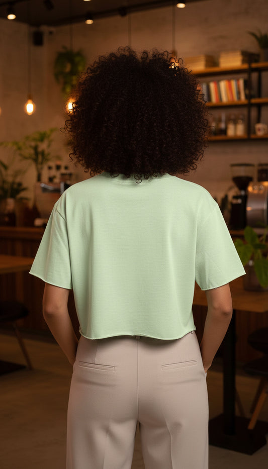 Poshaak Botanical Raw-Edge Crop - Pista Green