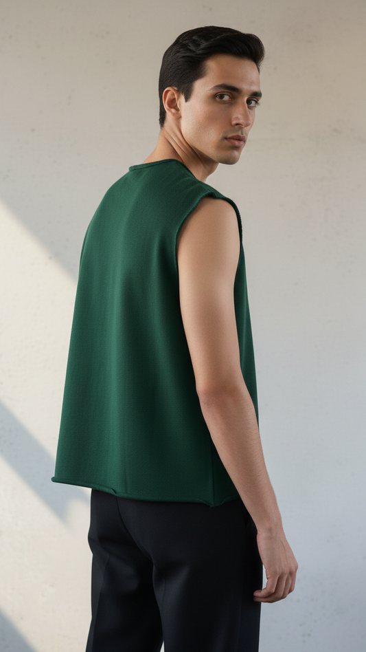 Raw Bottle Green Tank Top – 420GSM Heavyweight Fleece