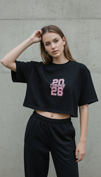 The Varsity Essential Crop - Black