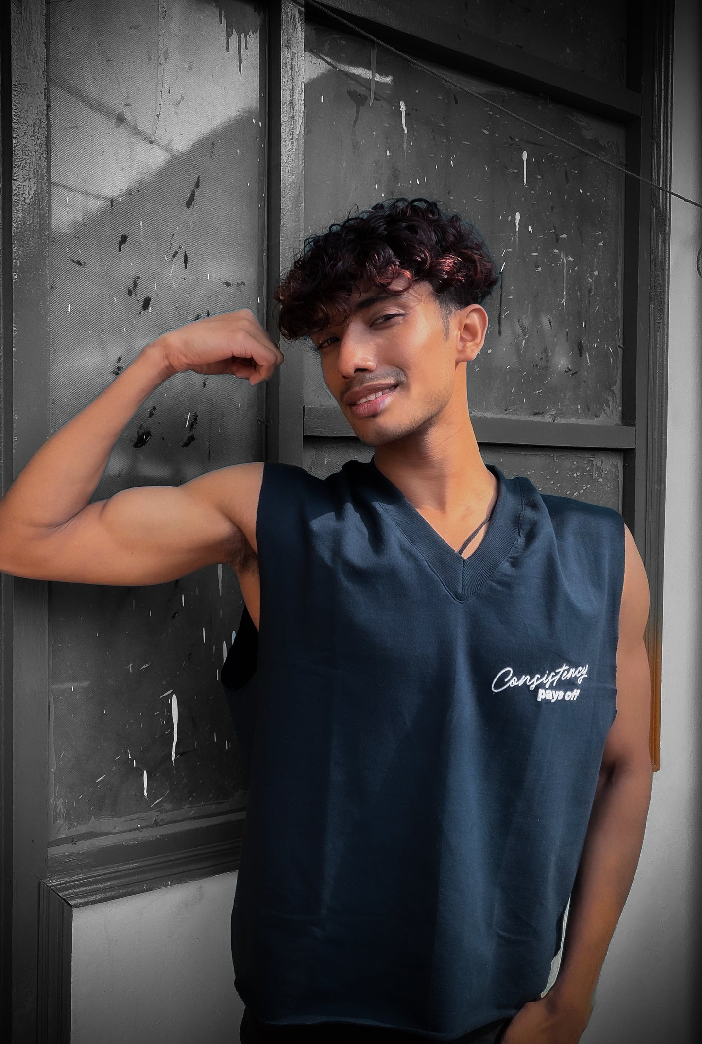 The Apex Tank - Navy Blue V-neck tank top