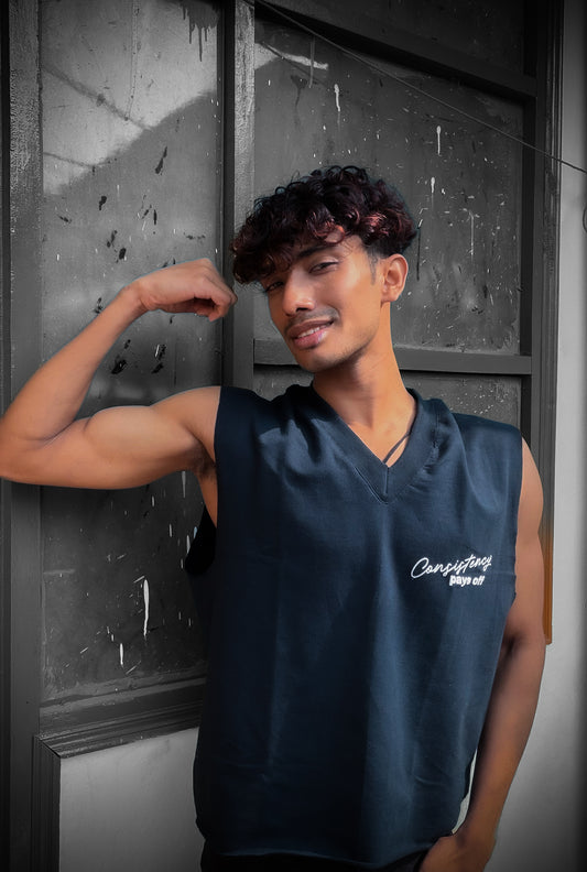 The Apex Tank - Navy Blue V-neck tank top