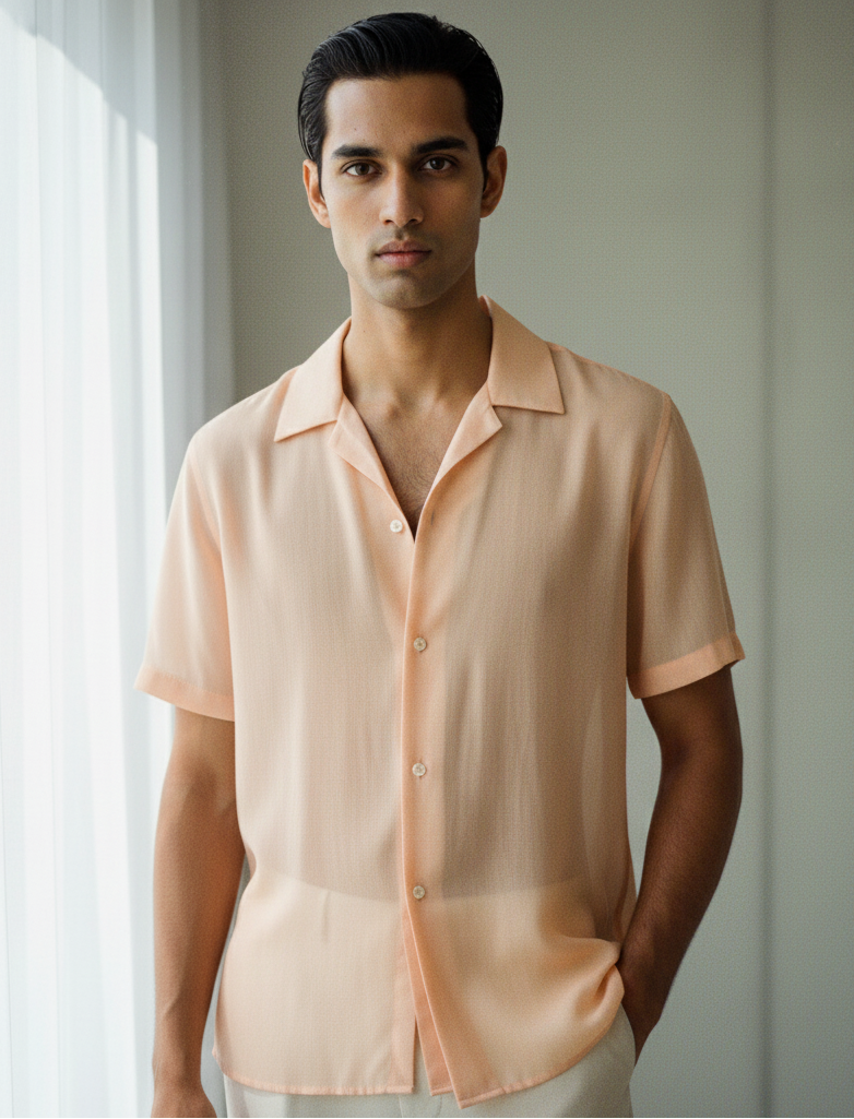 Peachy Sand Sheer Crepe Shirt