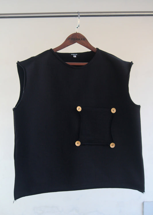 Raw Black Tank Top – 420GSM Heavyweight Fleece