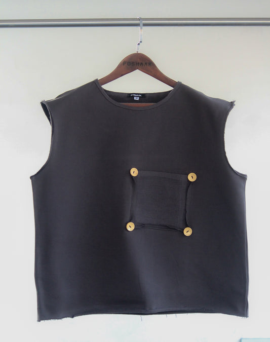 Raw Dark Grey Tank Top – 420GSM Heavyweight Fleece