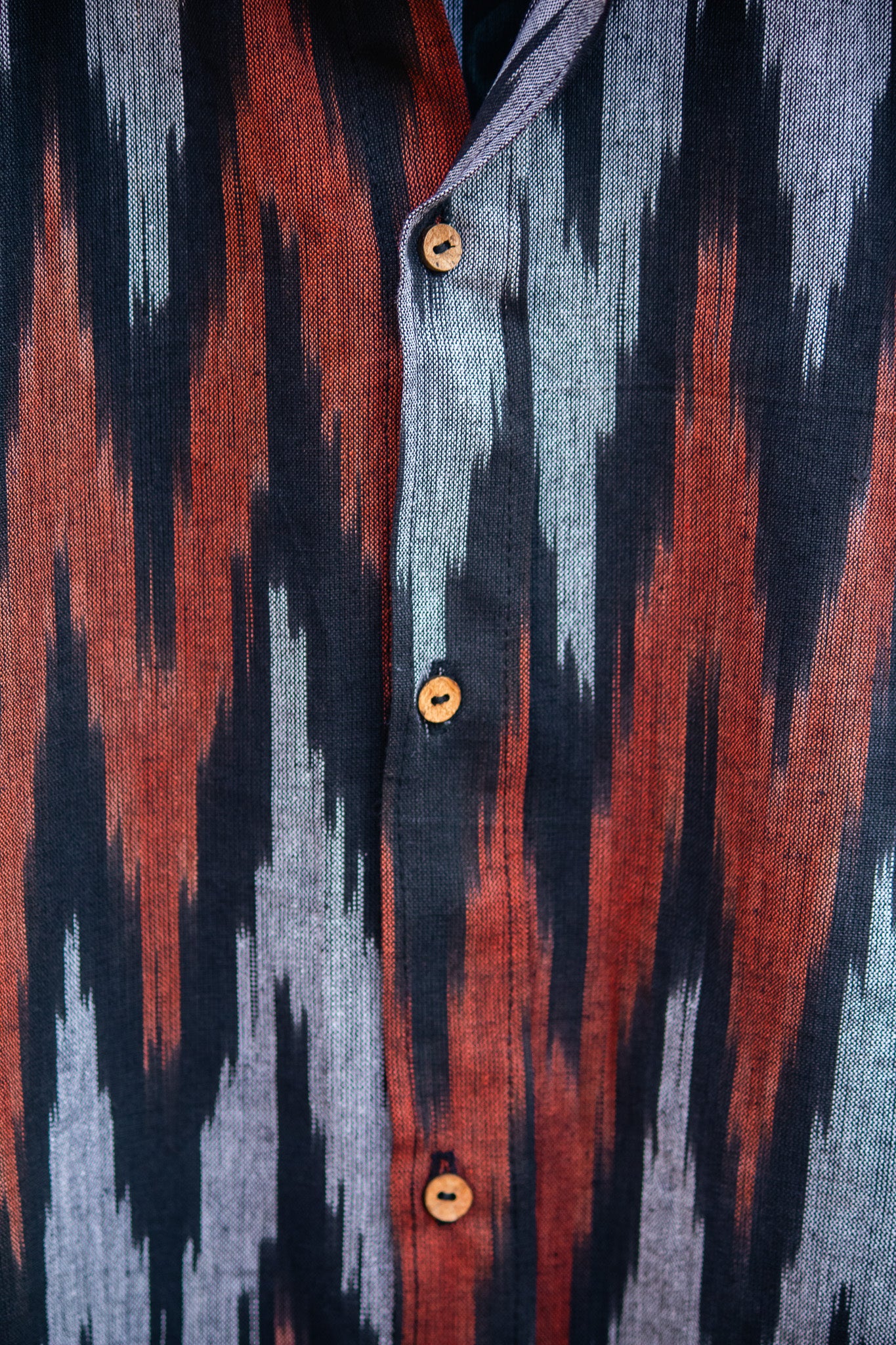 BLACK MAROON GREY IKAT COTTON