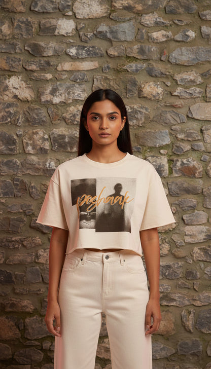 Poshaak Essential Raw-Edge Crop - Cream