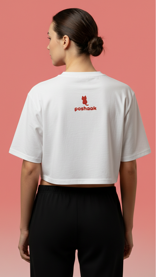 Cutie Cherry Pie Boxy Crop - White