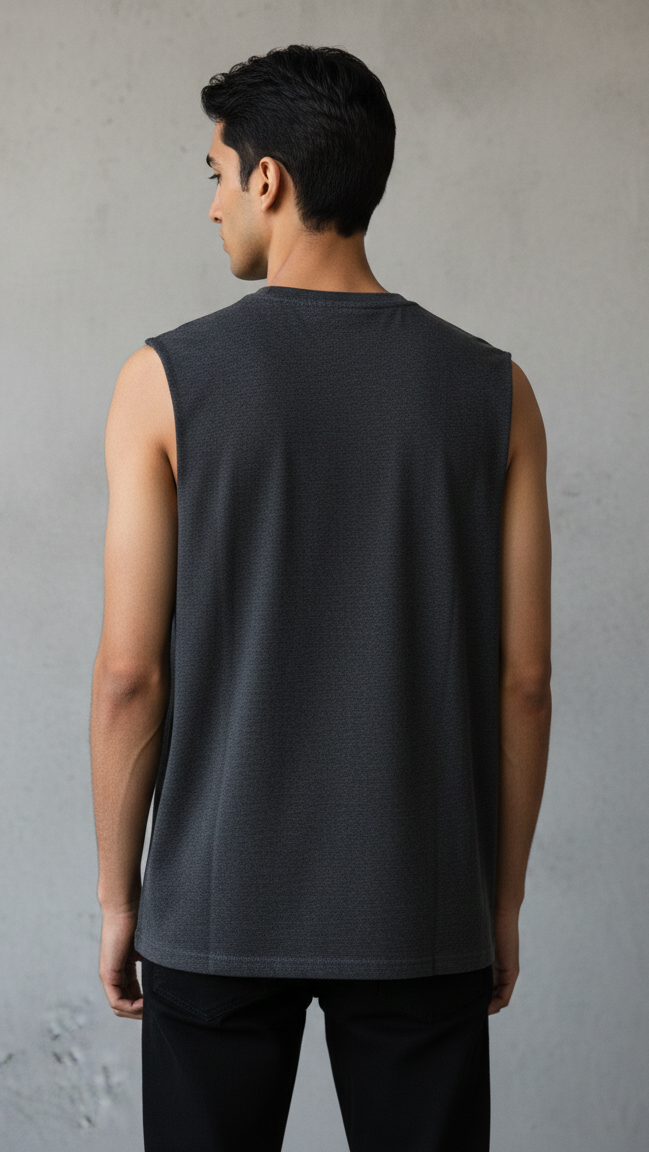 The Bastard Cut – Charcoal Melange Raw Edge Tank