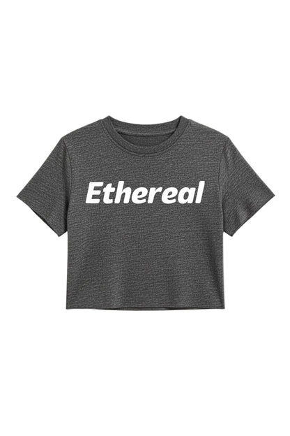 Gray t-shirt with 'Ethereal' text on a white background
