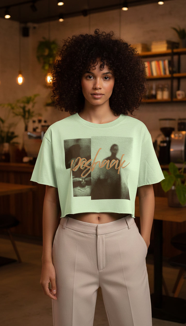 Poshaak Botanical Raw-Edge Crop - Pista Green