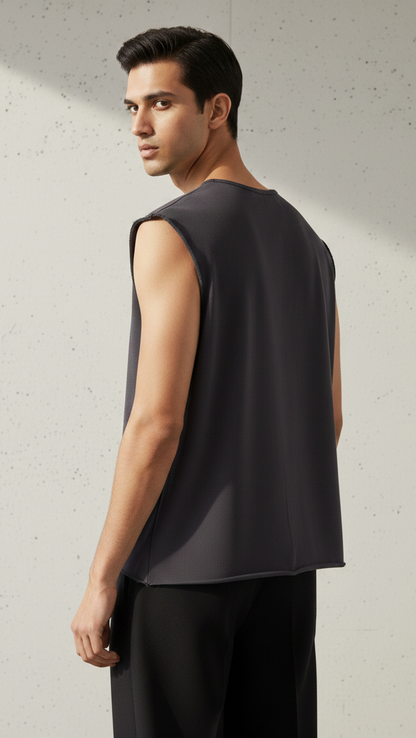 Raw Dark Grey Tank Top – 420GSM Heavyweight Fleece