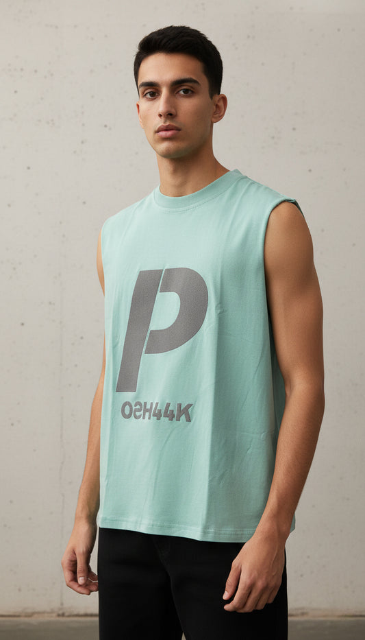 The "Essentialist" Raw-Edge Tank - Pista Green