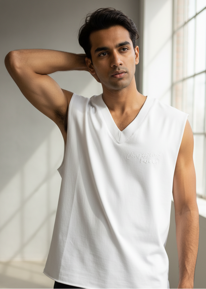 The Apex Tank - Super White V-neck tank top