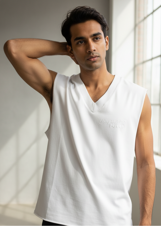 The Apex Tank - Super White V-neck tank top