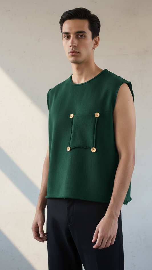 Raw Bottle Green Tank Top – 420GSM Heavyweight Fleece