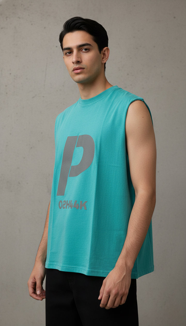 The "Essentialist" Raw-Edge Tank - Turquoise