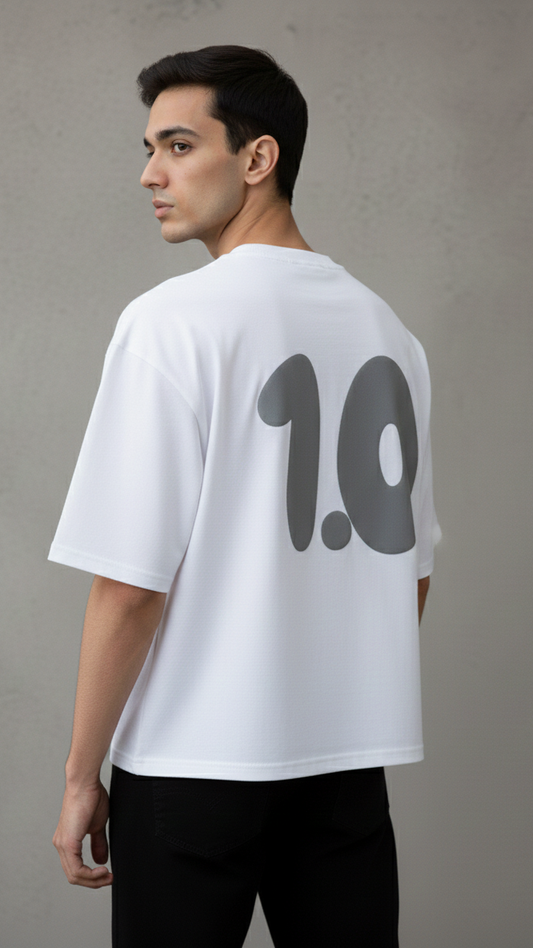"The Original Version" Heavyweight Boxy Tee - White / Gray Puff