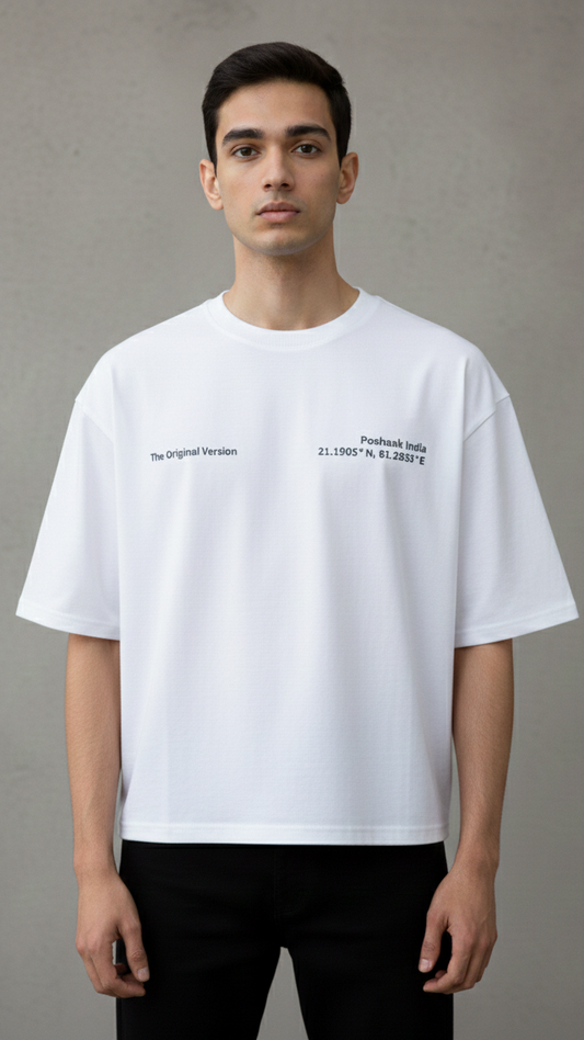 "The Original Version" Heavyweight Boxy Tee - White / Gray Puff