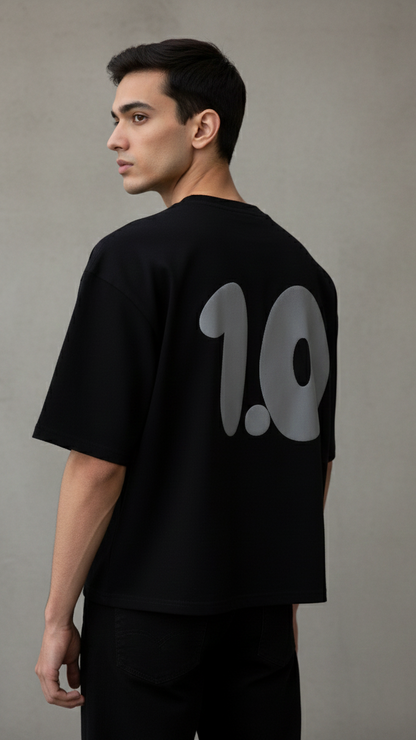 "The Original Version" Heavyweight Boxy Tee - Stealth Black / Gray Puff
