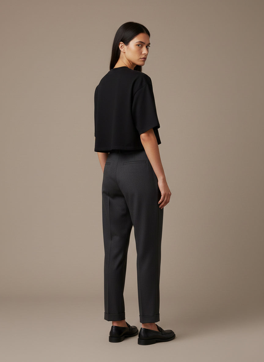 "Trust Issue" Boxy Crop – Metallic Silver Edition