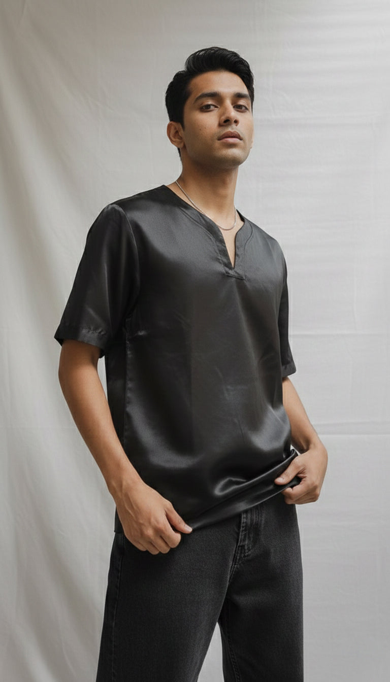 The Midnight Satin V-Neck