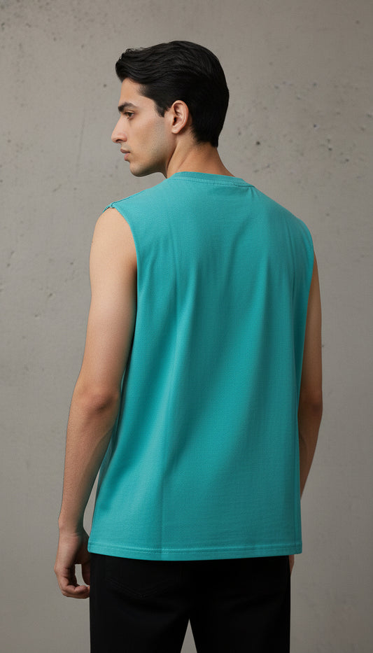 The "Essentialist" Raw-Edge Tank - Turquoise