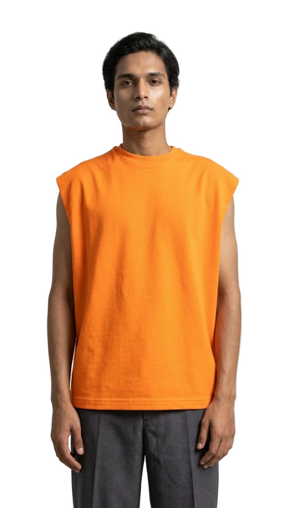 Raw Edge Tank Top - Vibrant Orange