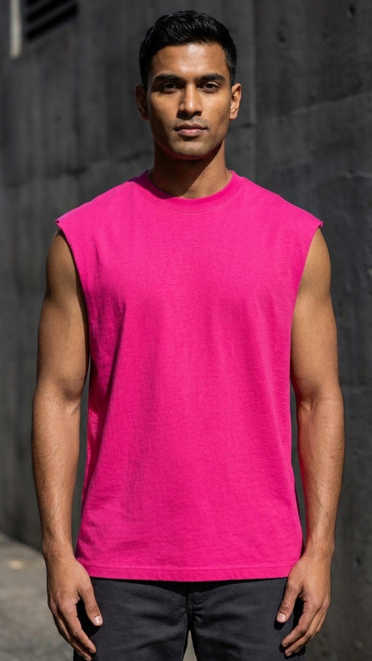Raw Edge Tank Top - Fuchsia