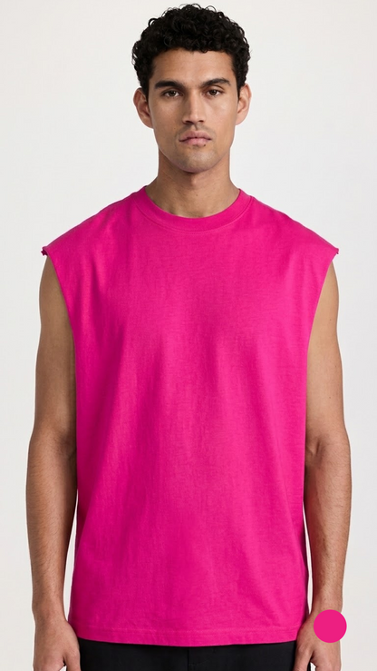 Raw Edge Tank Top - Fuchsia