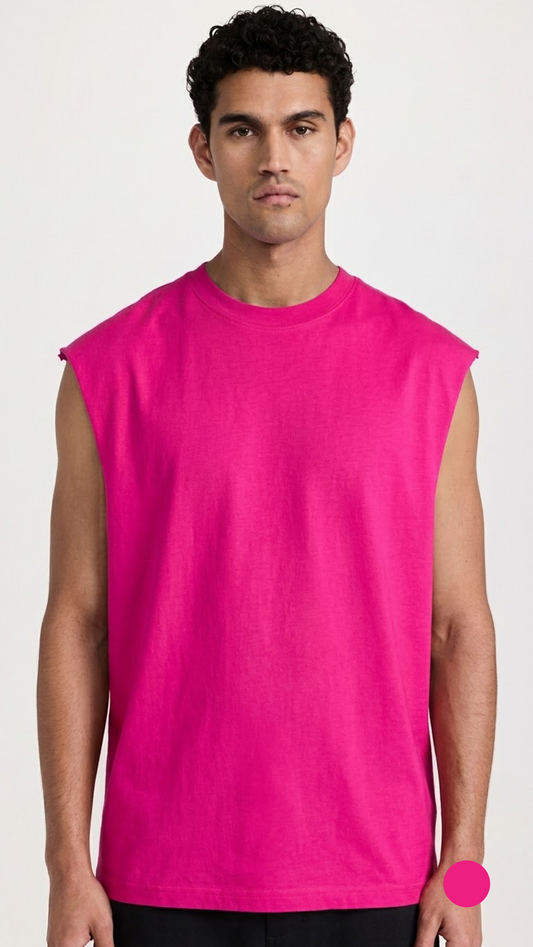 Raw Edge Tank Top - Fuchsia