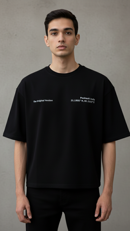 "The Original Version" Heavyweight Boxy Tee - Stealth Black / Gray Puff