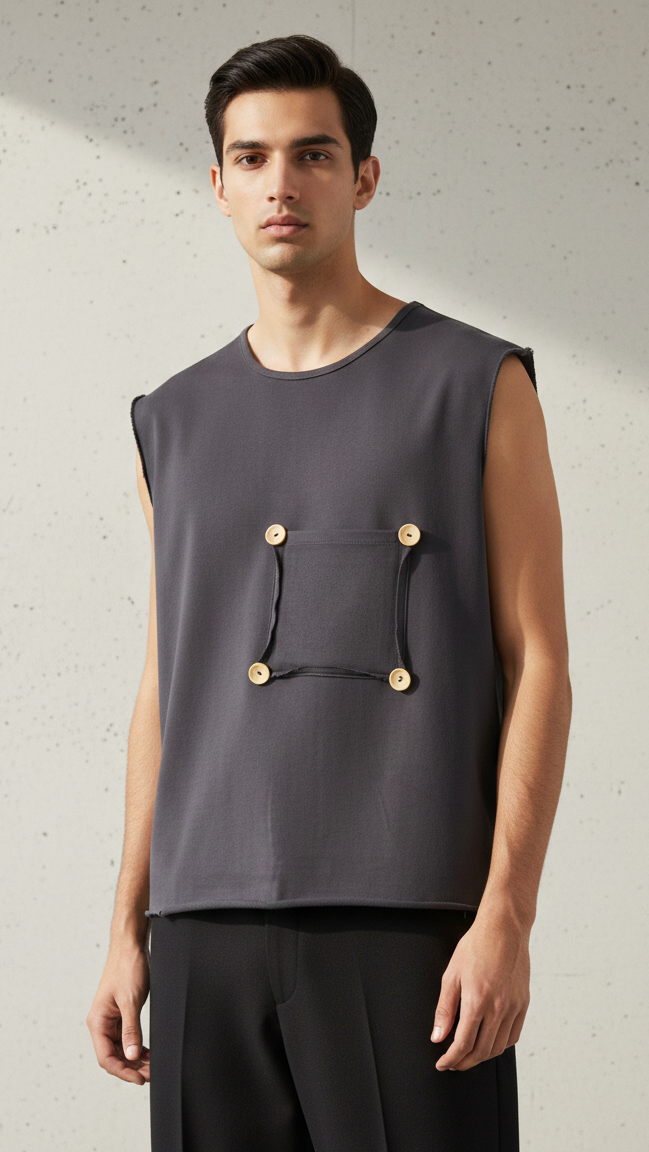 Raw Dark Grey Tank Top – 420GSM Heavyweight Fleece